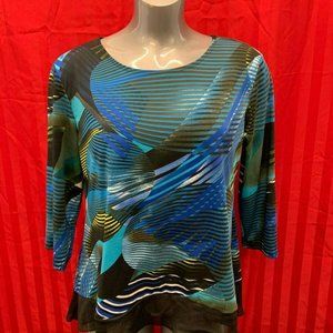 Antoine Women's Size XXL Blue Black Patterned